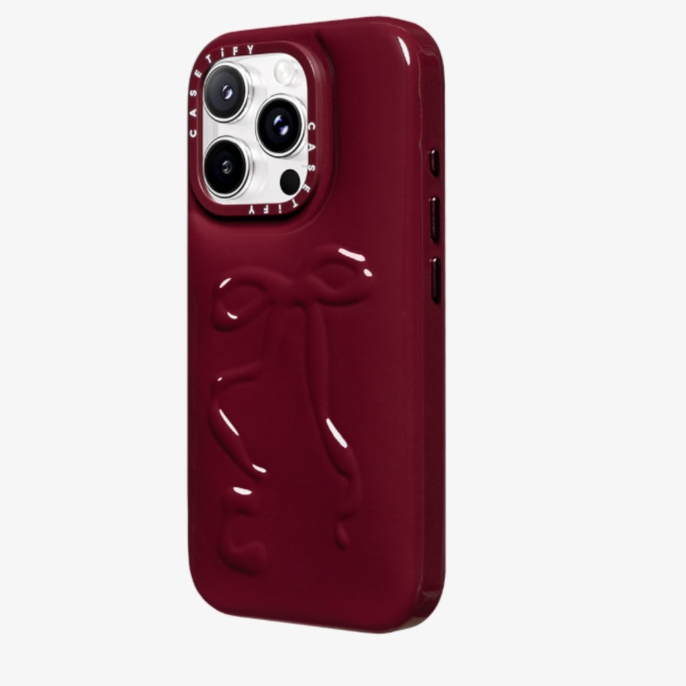 Casetify Deep Burgundy Embossed Bow iPhone Case